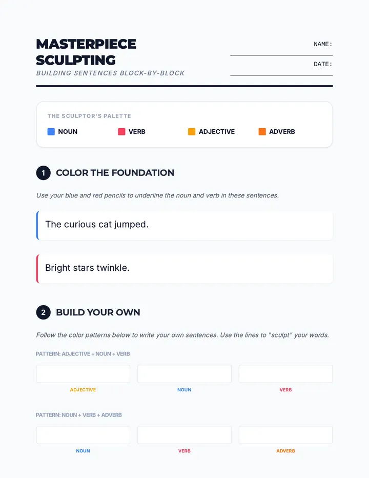 Sculpting Masterpieces Worksheet