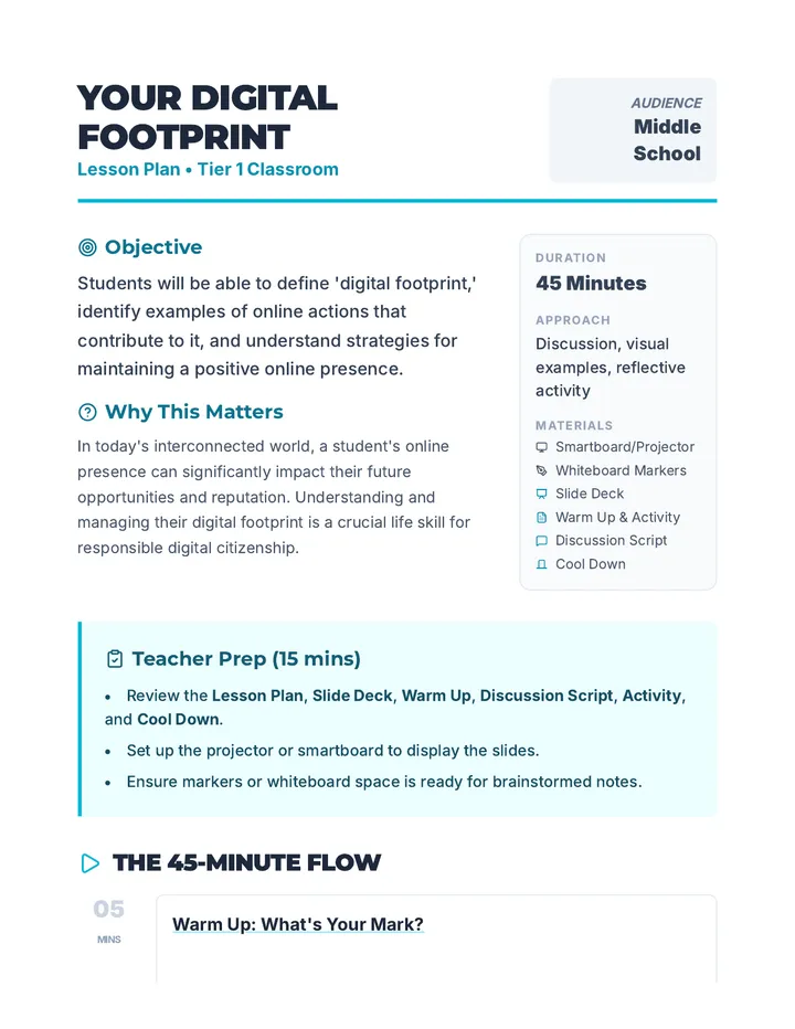 Digital Footprint Lesson Plan