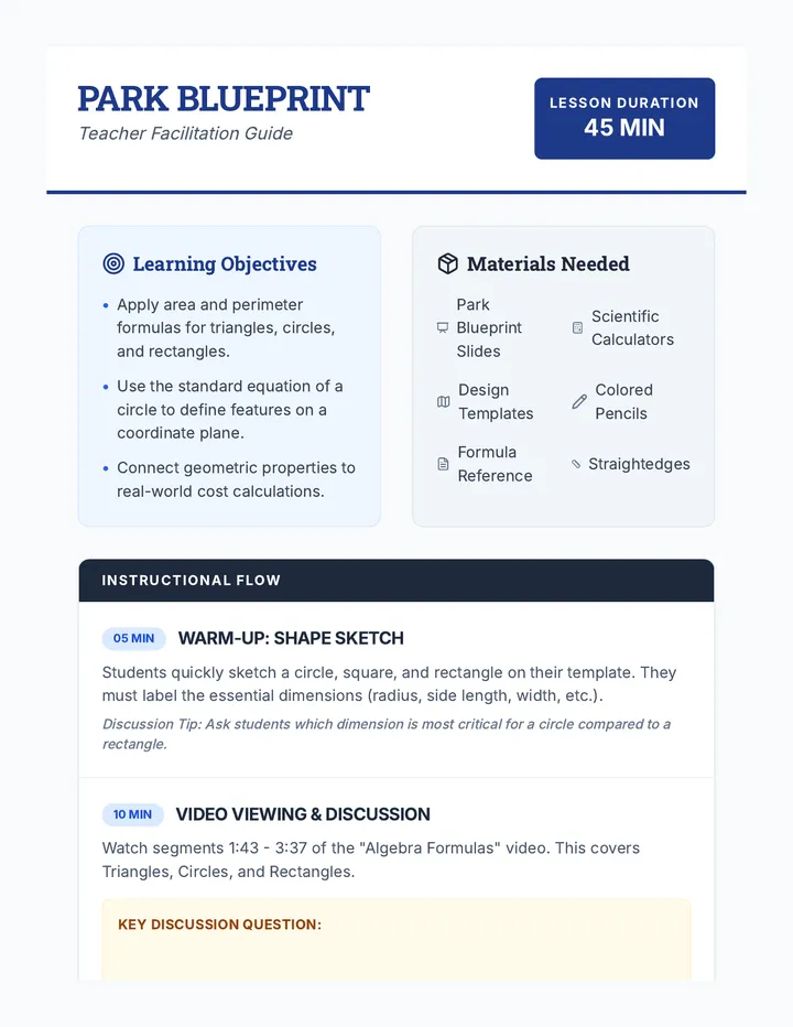 Park Blueprint Teacher Guide