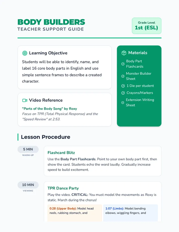 Body Builders Teacher Guide