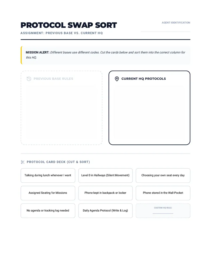 Rule Swap Sort Worksheet