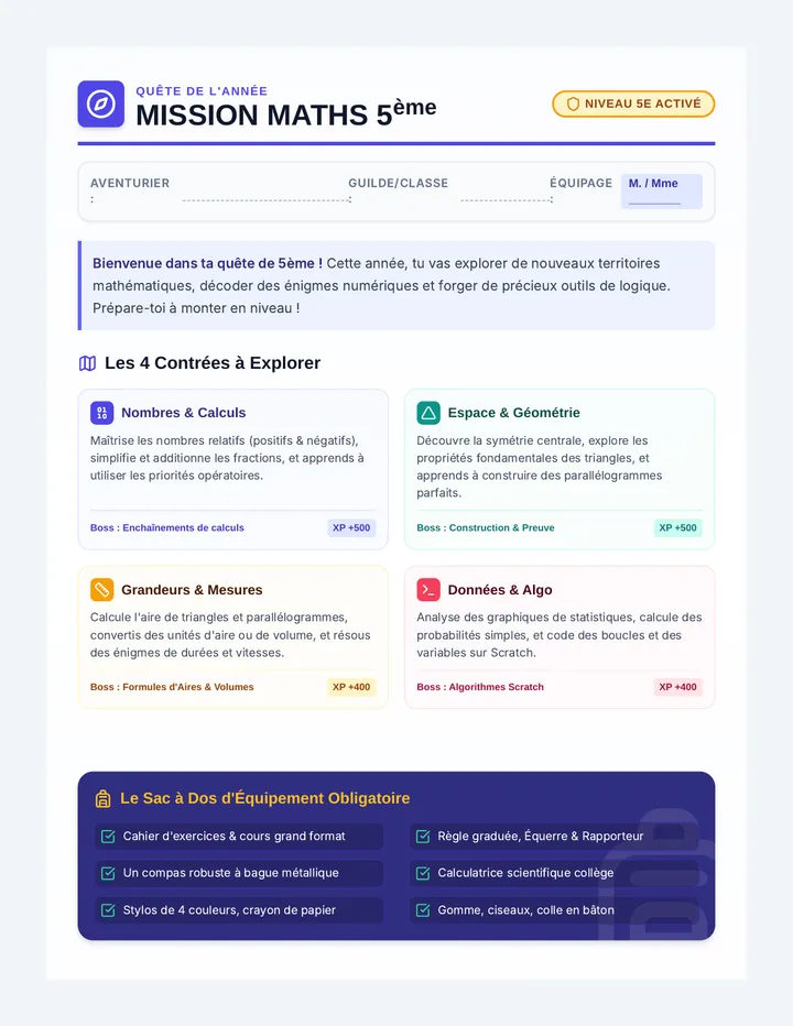 Guide de l'Aventure 5eme