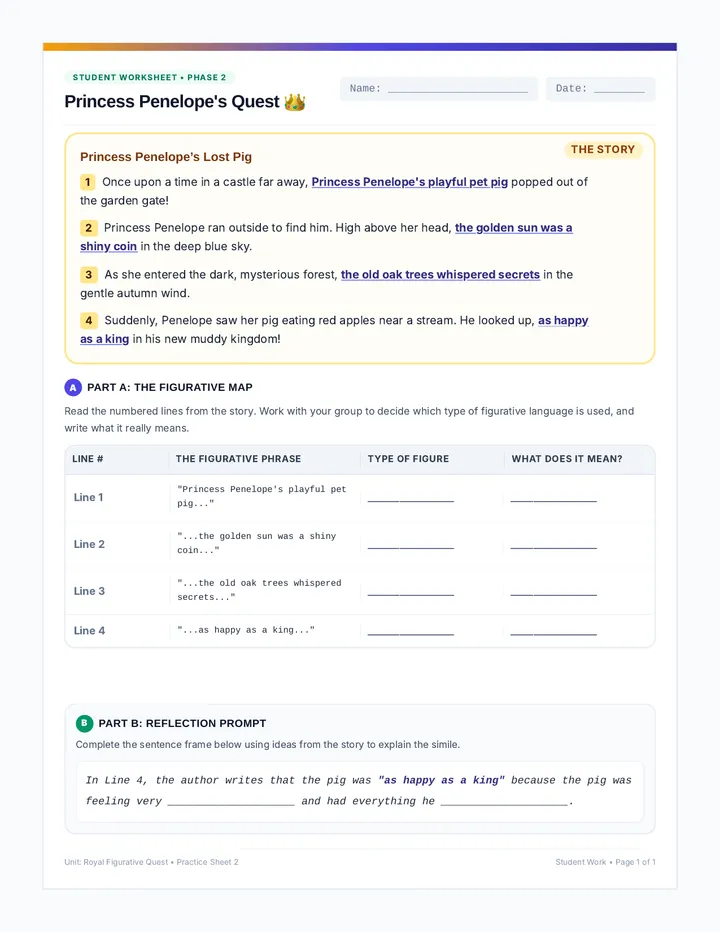 Princess Penelope Student Worksheet