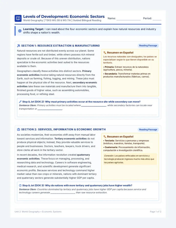 Development Levels Guided Reading