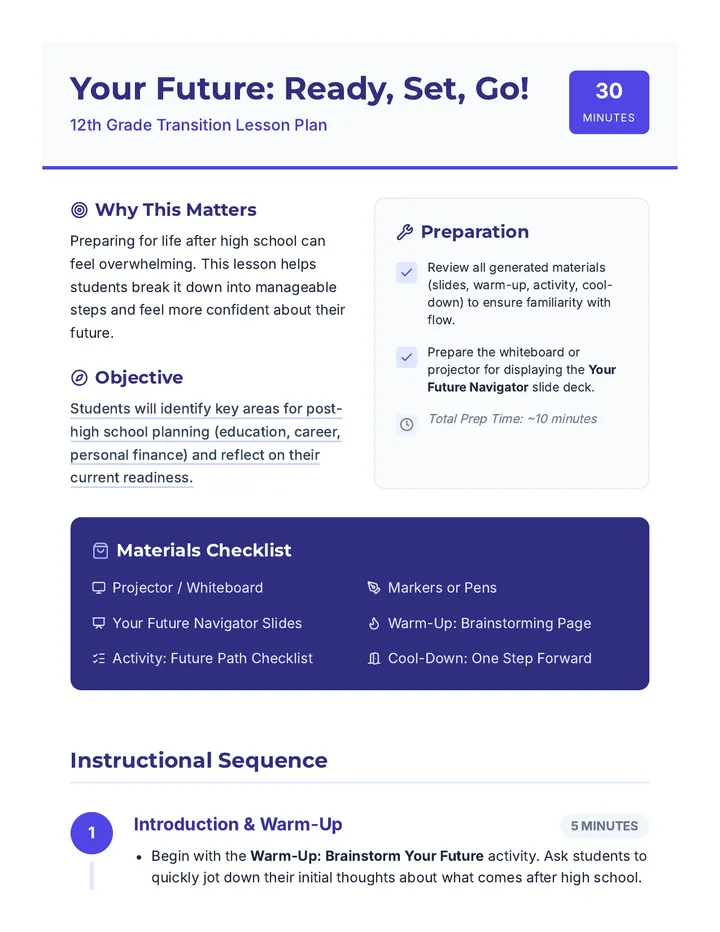 Future Navigator Lesson Plan