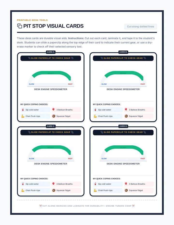 Pit Stop Cards