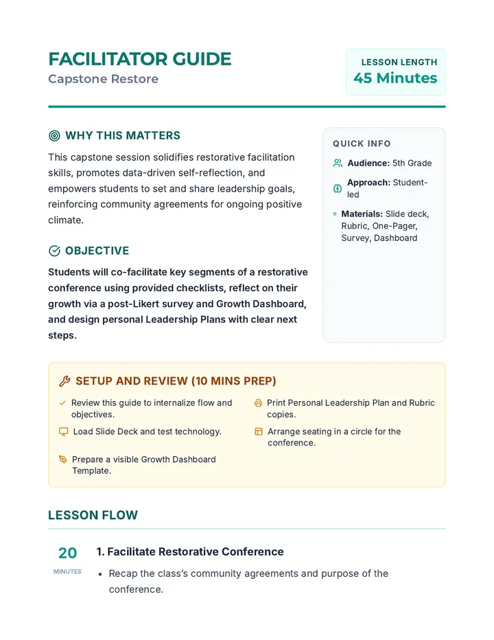 Facilitator Guide Capstone Restore Guide
