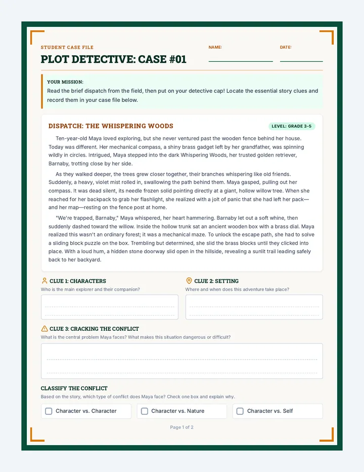 Plot Detective Worksheet