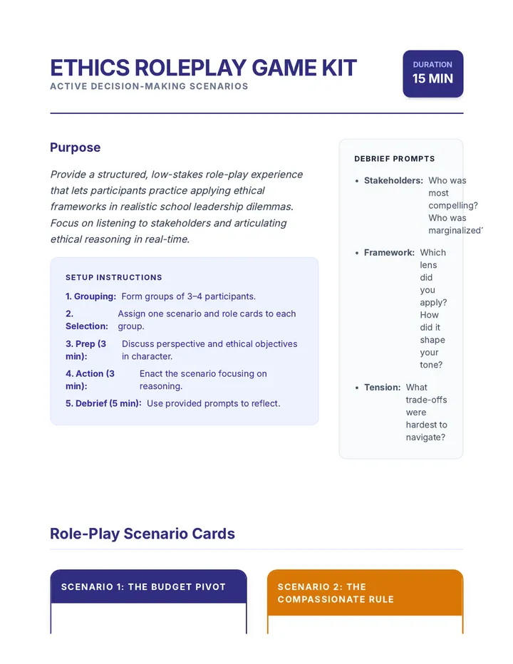 Ethics Roleplay Game Kit