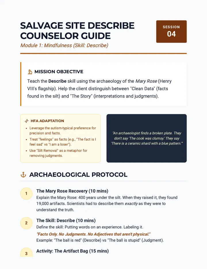 Salvage Site Describe Counselor Guide