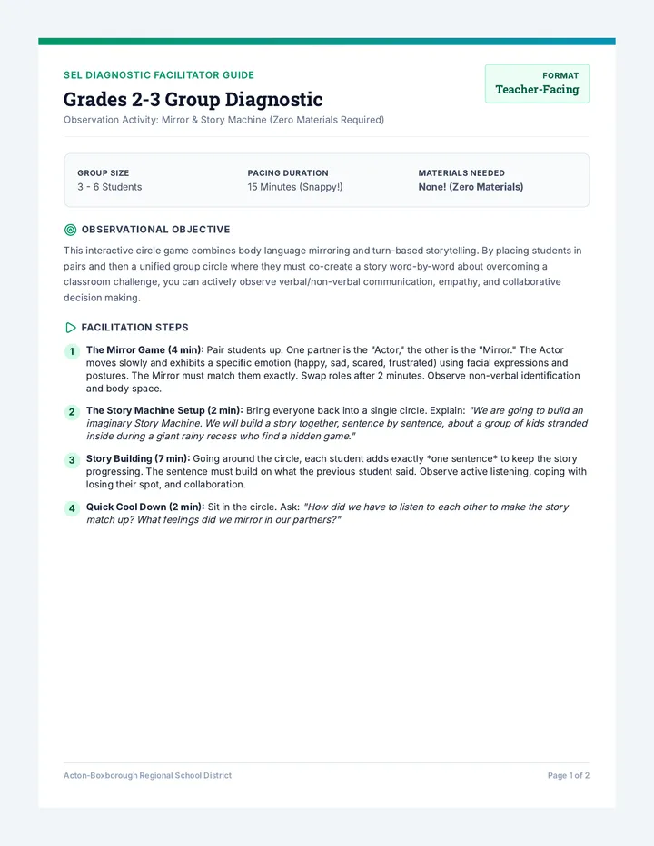 Grades 2-3 Team Challenge Diagnostic Guide