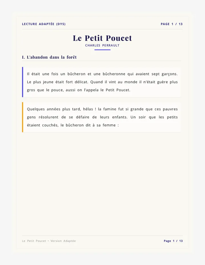 Petit Poucet Lecture Dys