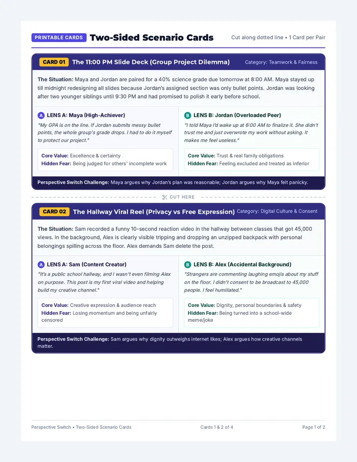 Two-Sided Scenario Cards