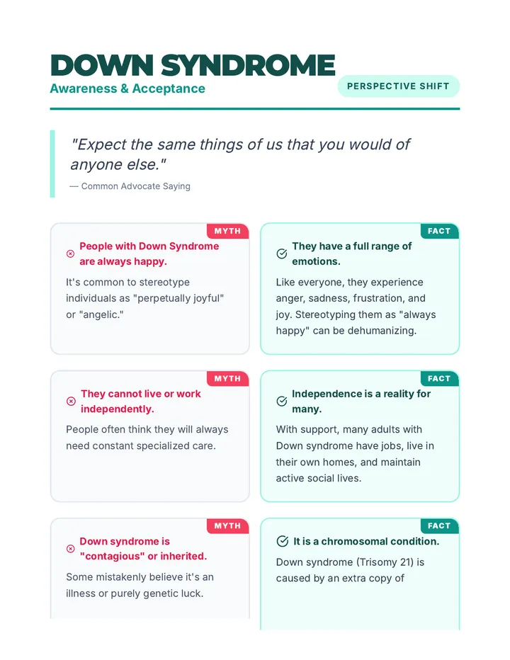 Down Syndrome Myths Handout