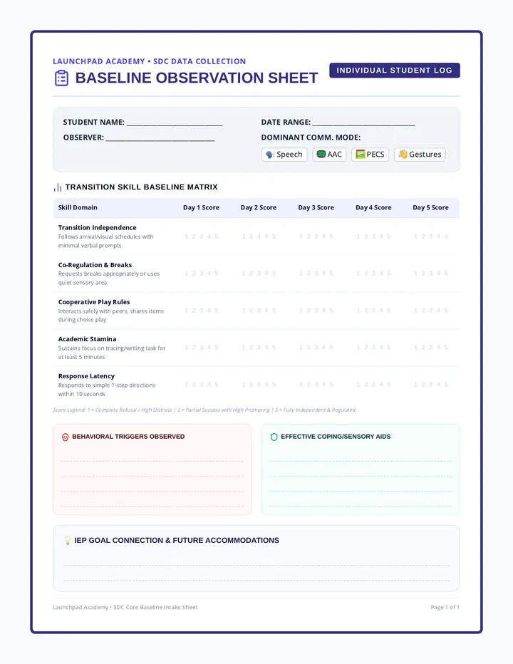 Baseline Observation Sheet