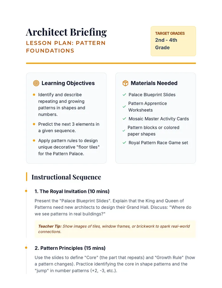 Architect Briefing Lesson Plan