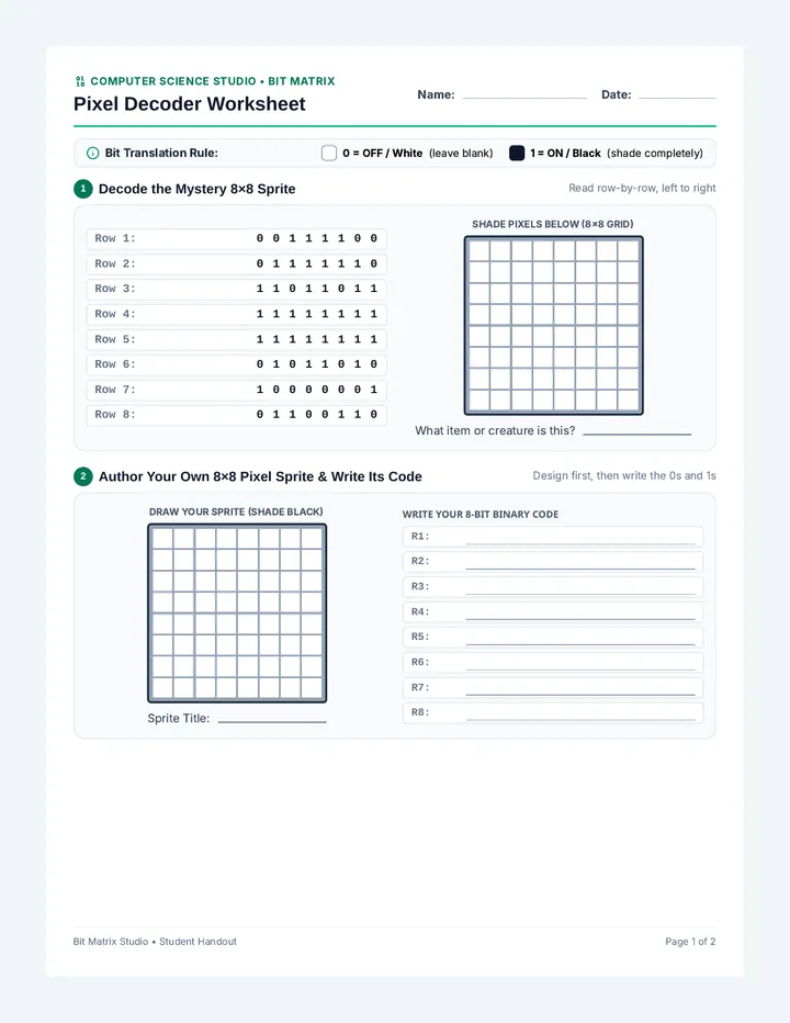 Pixel Decoder Worksheet