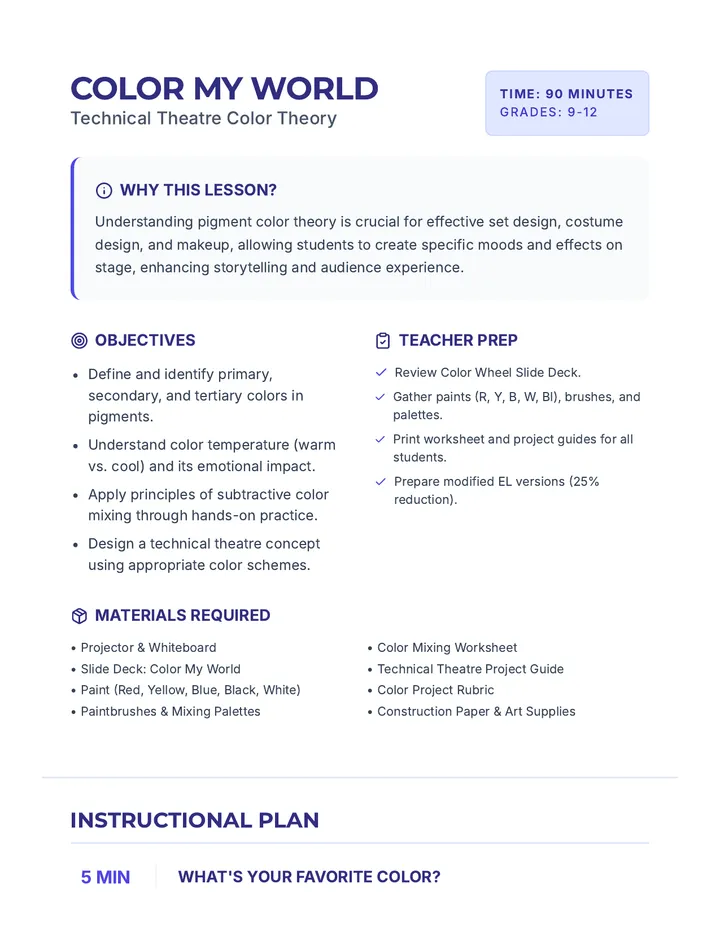 Color My World Lesson Plan