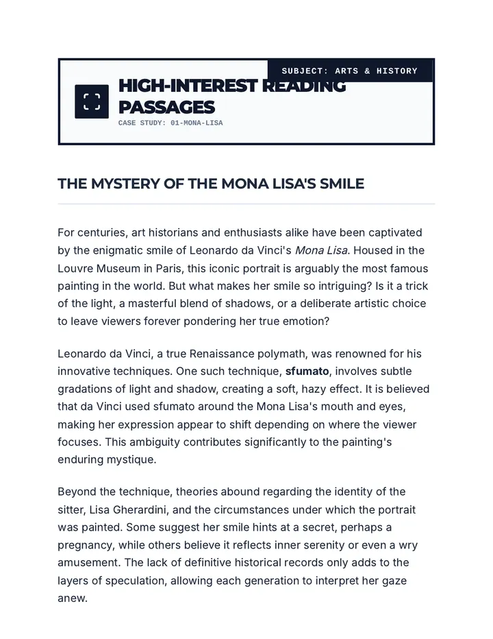 High Interest Reading Passages
