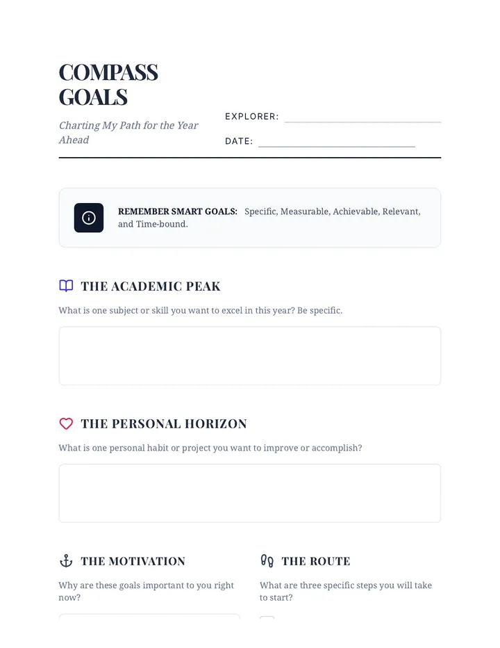Compass Goals Worksheet