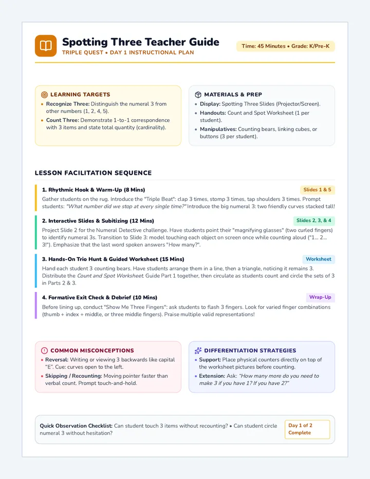 Spotting Three Teacher Guide