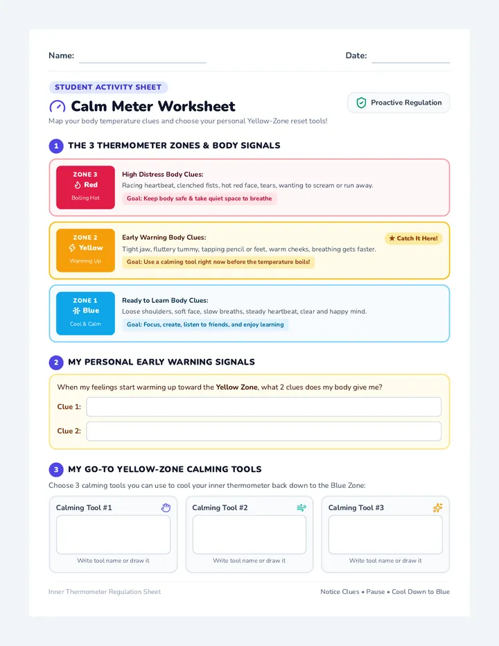 Calm Meter Worksheet
