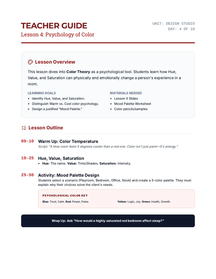 Color Psychology Teacher Guide