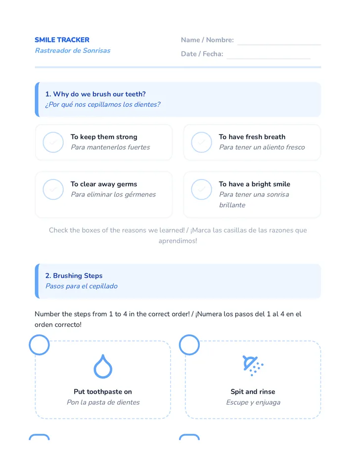 Smile Tracker Worksheet
