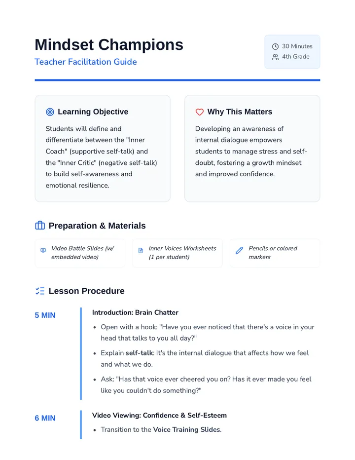 Mindset Champions Teacher Guide