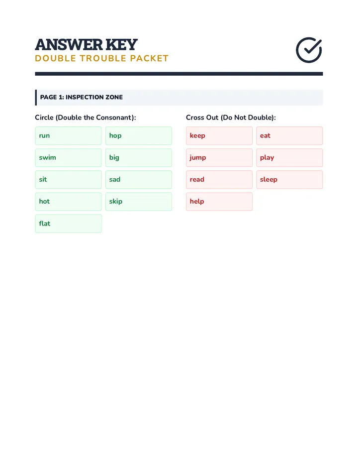 Double Trouble Answer Key