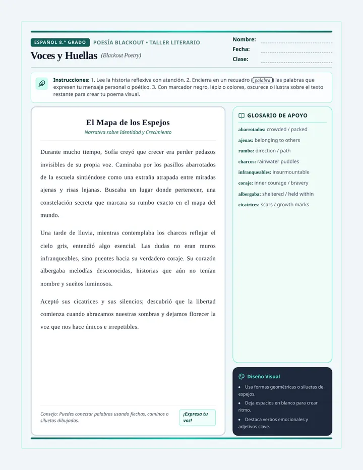 Voces y Huellas Worksheet