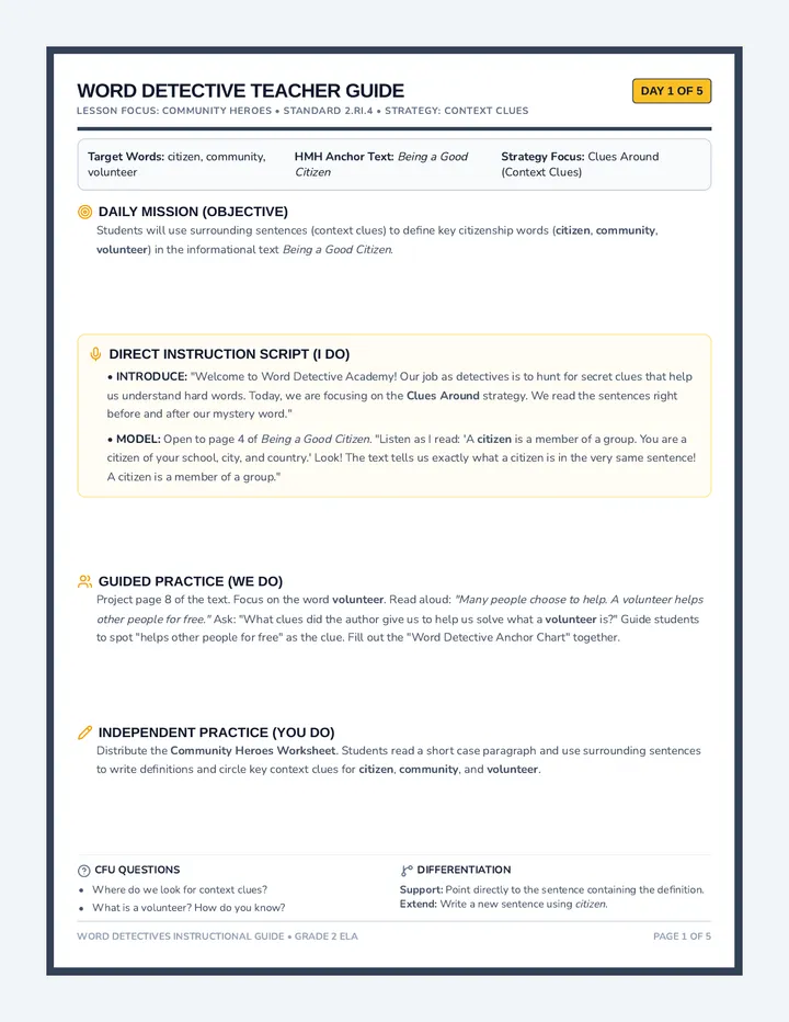 Word Detectives Teacher Guide