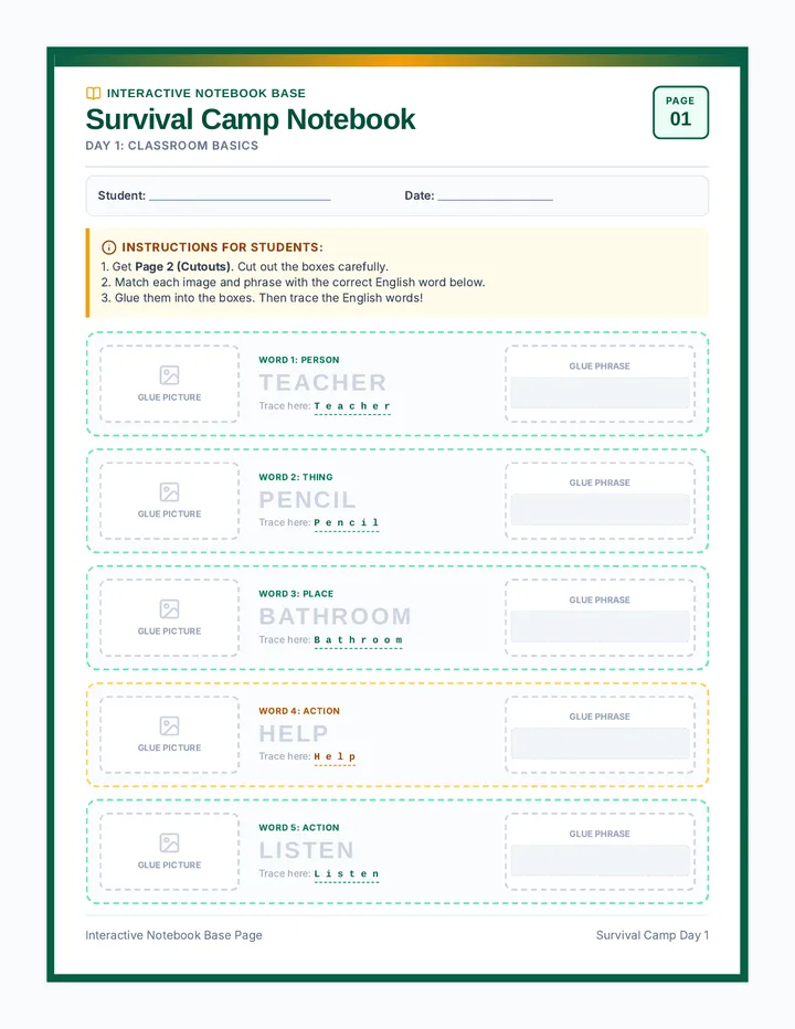 Classroom Basics Notebook Pages
