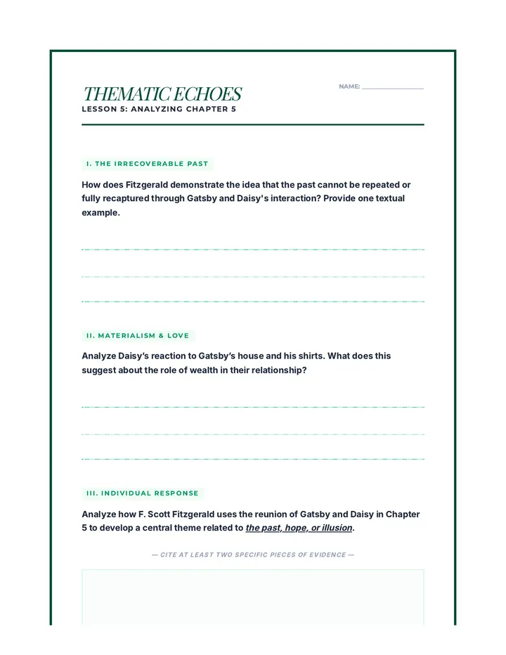 Thematic Echoes Worksheet