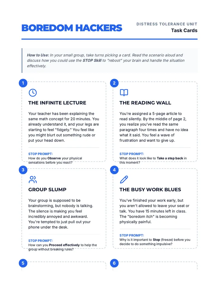 Boredom Hackers Task Cards