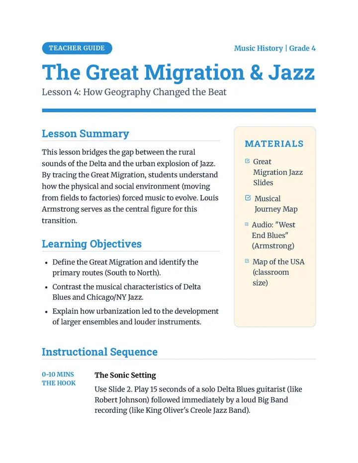 Great Migration Jazz Teacher Guide