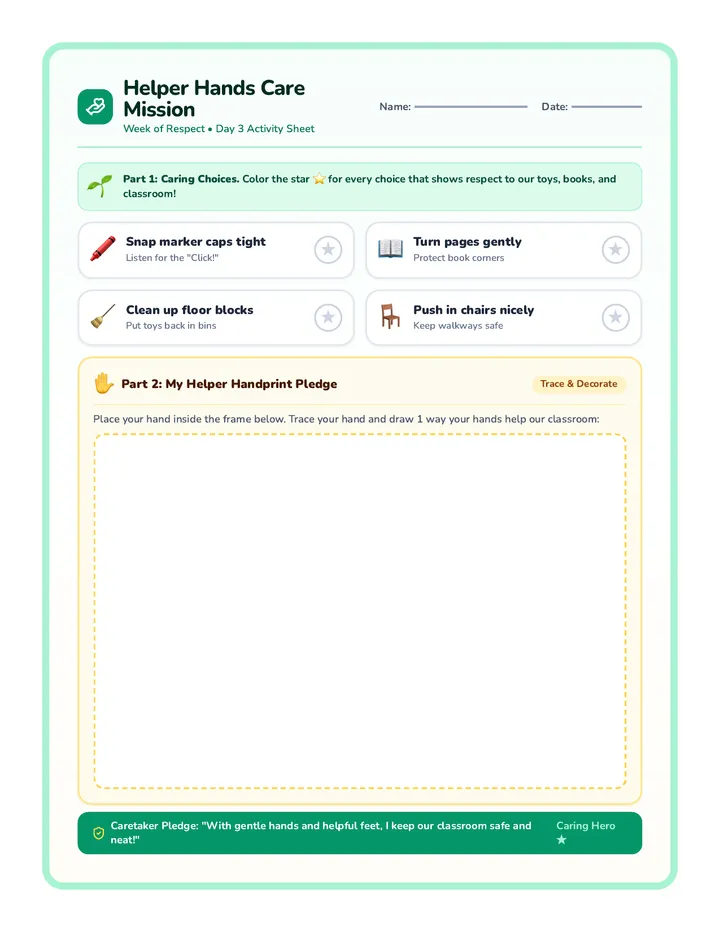 Helper Hands Mission Worksheet