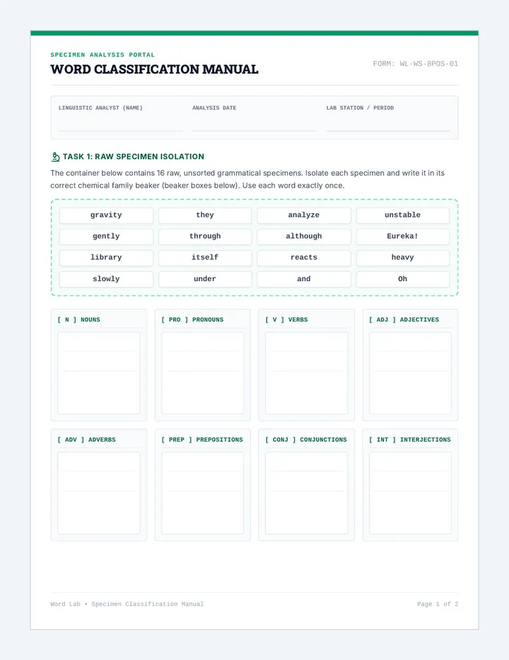 Word Lab Worksheet