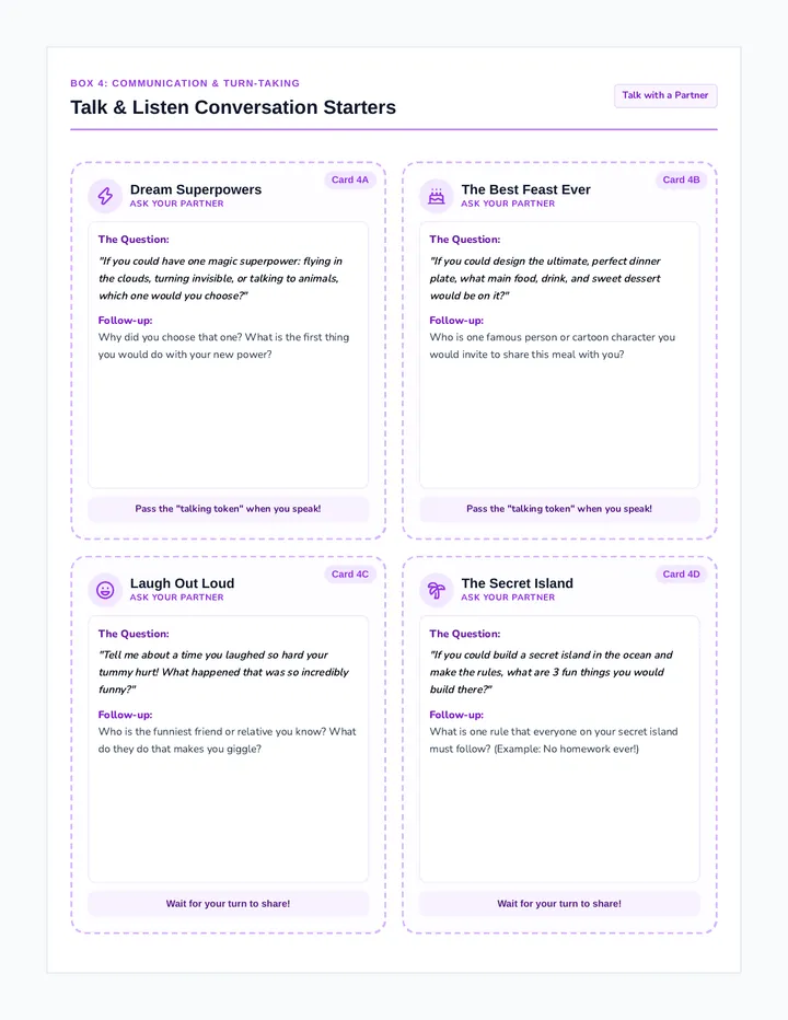 Talk and Listen Prompt Cards