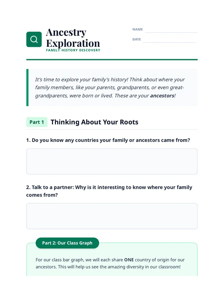 Ancestry Exploration Worksheet