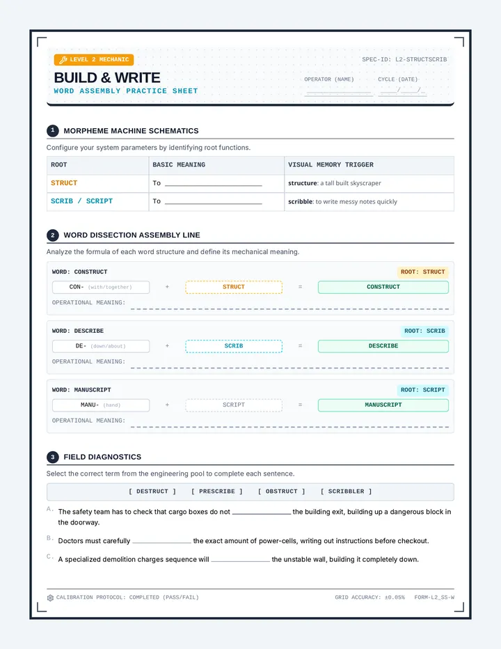 Build and Write Practice Sheet