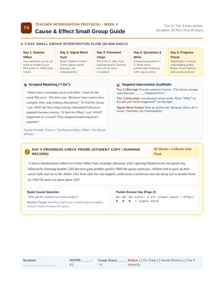 Cause Effect Teacher Guide