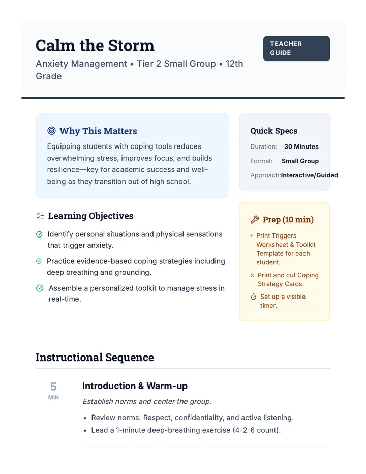 Calm the Storm Lesson Plan
