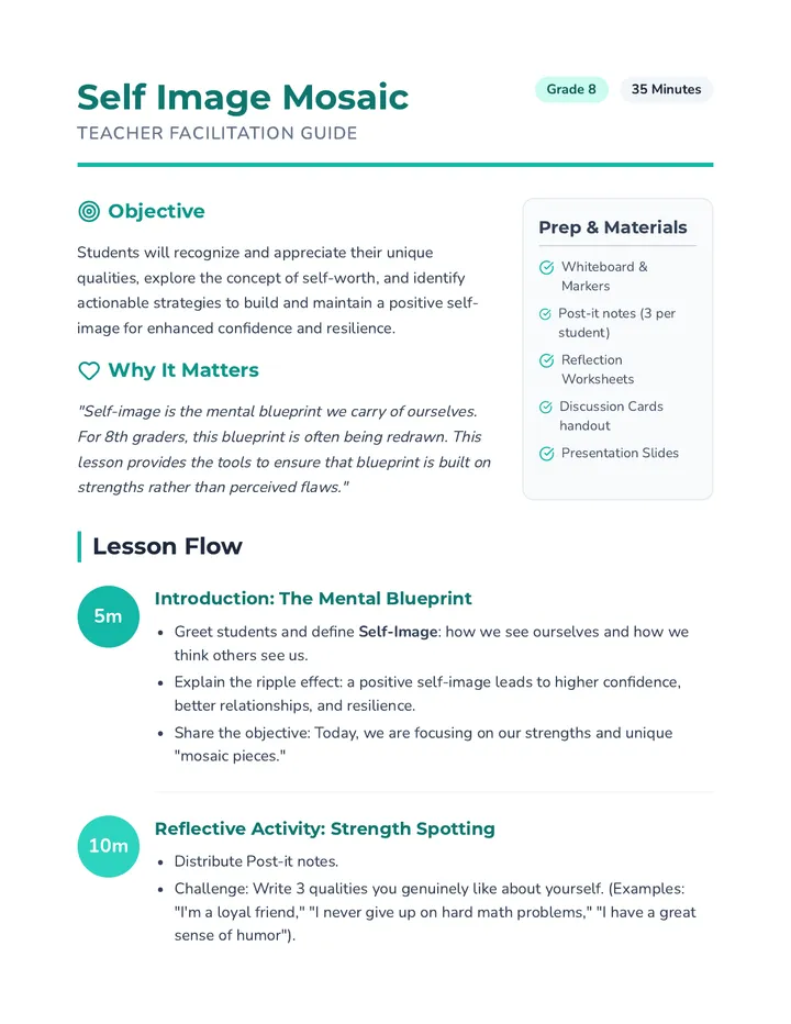 Self Image Mosaic Lesson Plan