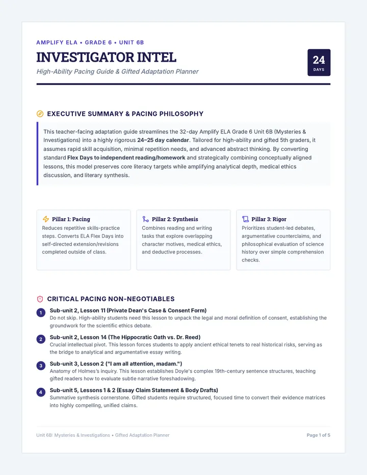Investigator Intel Pacing Guide page 1