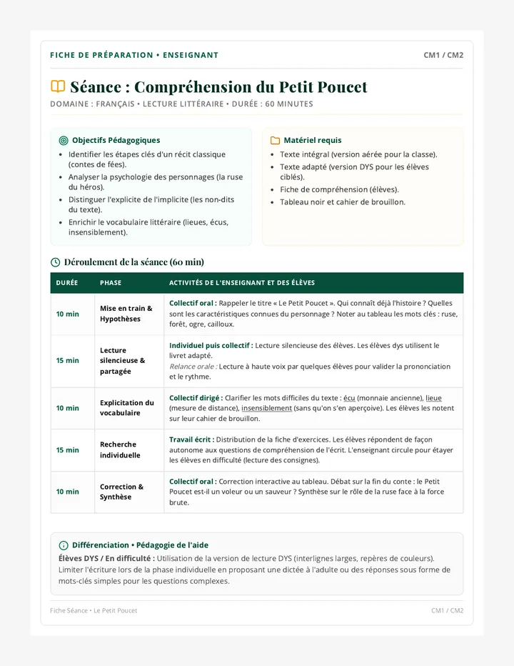 Petit Poucet Fiche Prep