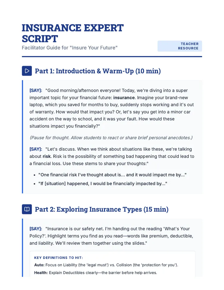 Insurance Expert Script