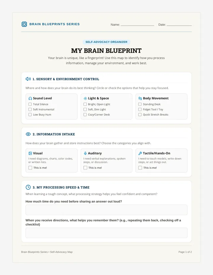 Brain Blueprints Worksheet