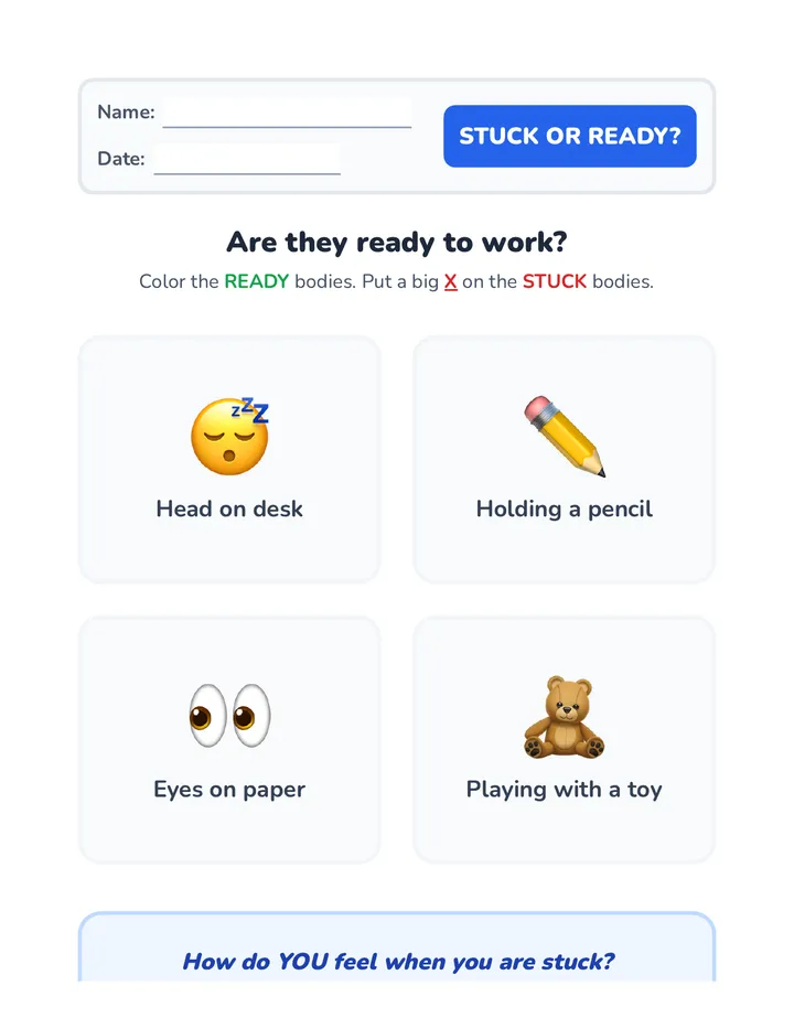 Stuck Body Worksheet