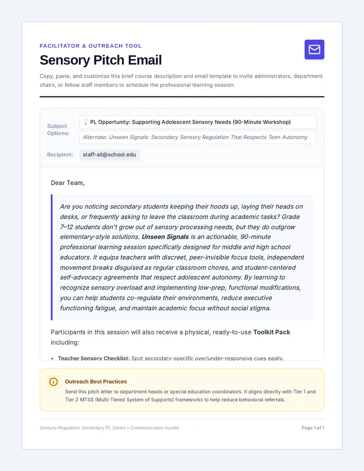 Sensory Pitch Email
